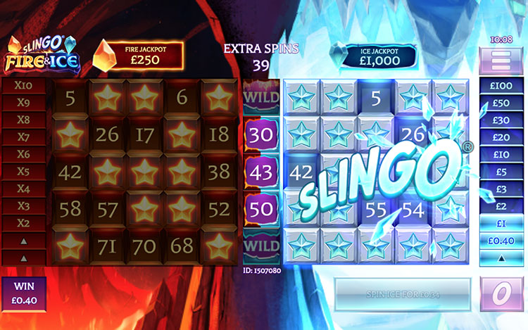 Slingo Fire and Ice Slots Slingo