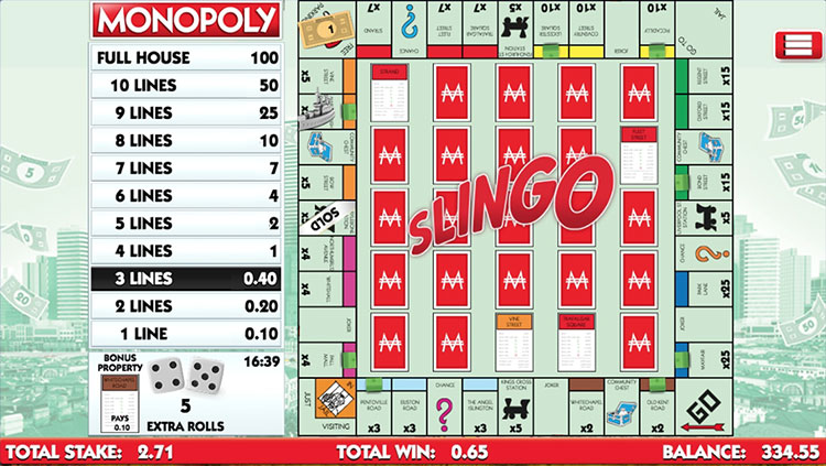 Monopoly Slingo Slots Slingo