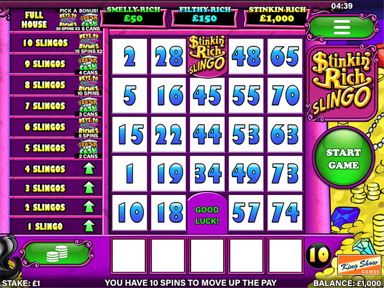 Slingo Stinkin' Rich Slots Slingo